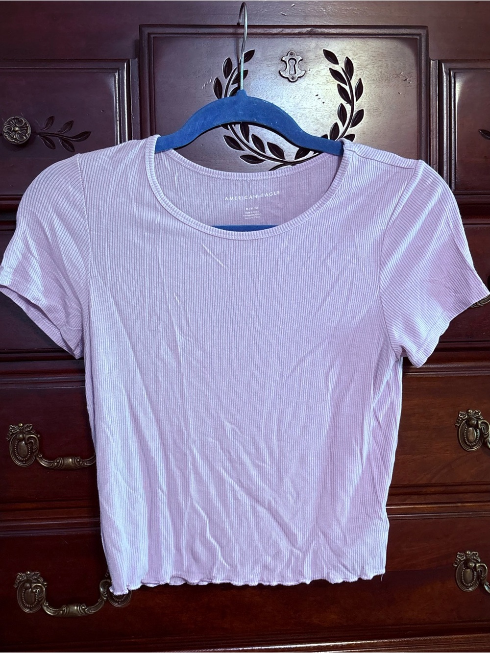 American Eagle Outfitters Lavender Ribbed Short Sleeve Tee